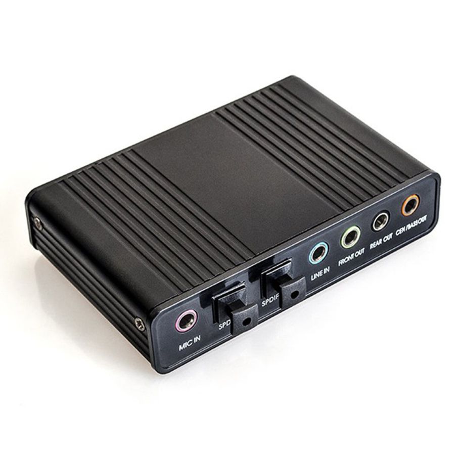 MA 6 Channel External Sound Card Optical S/PDIF Audio Adapter 5.1 Surround Sound-Black