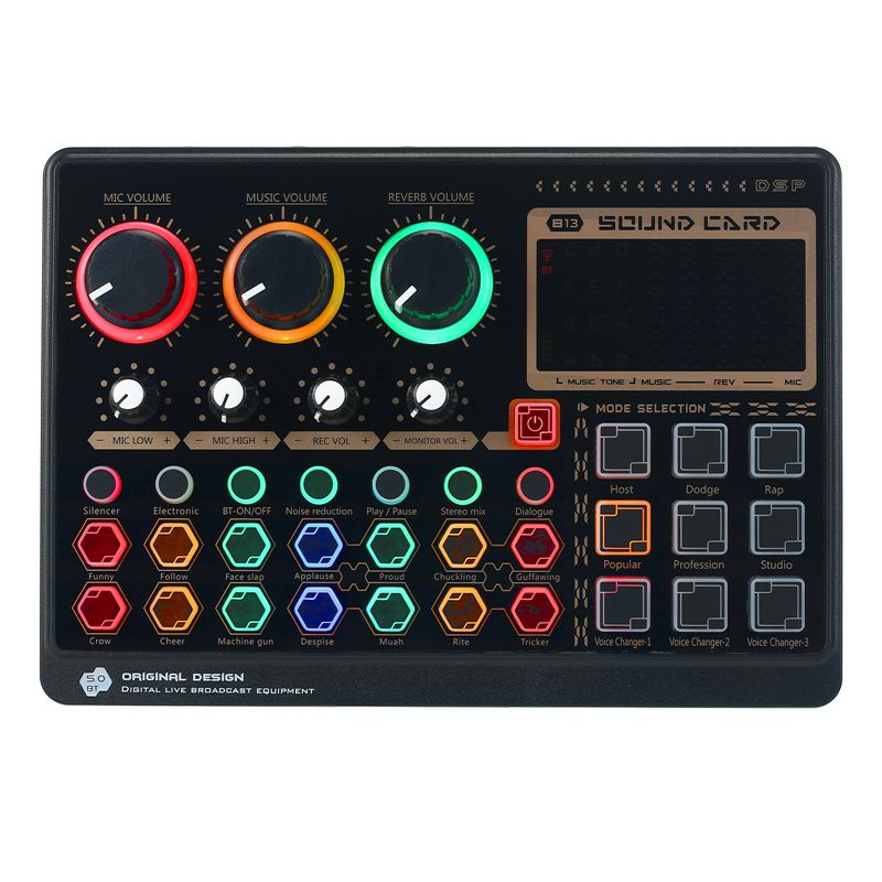 X6Mini External Live Sound Card Multifunctional Sound Mixer Board for Live Streaming Music Recording Karaoke Singing
