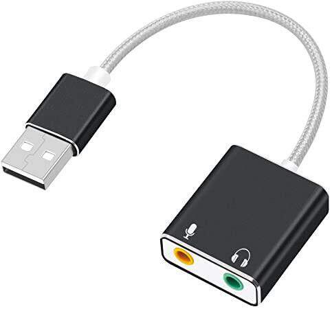 Sound Card Mini External USB to 3.5mm Mic Microphone Headphone Jack Adapter
