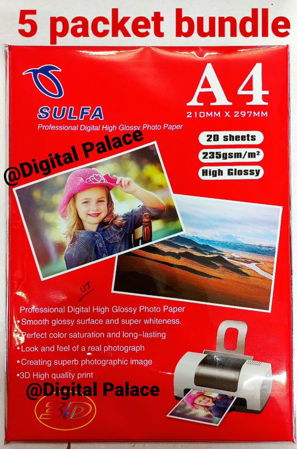 SULFA Photo Paper 235g Digital high glossy New 5 pack 100 sheets