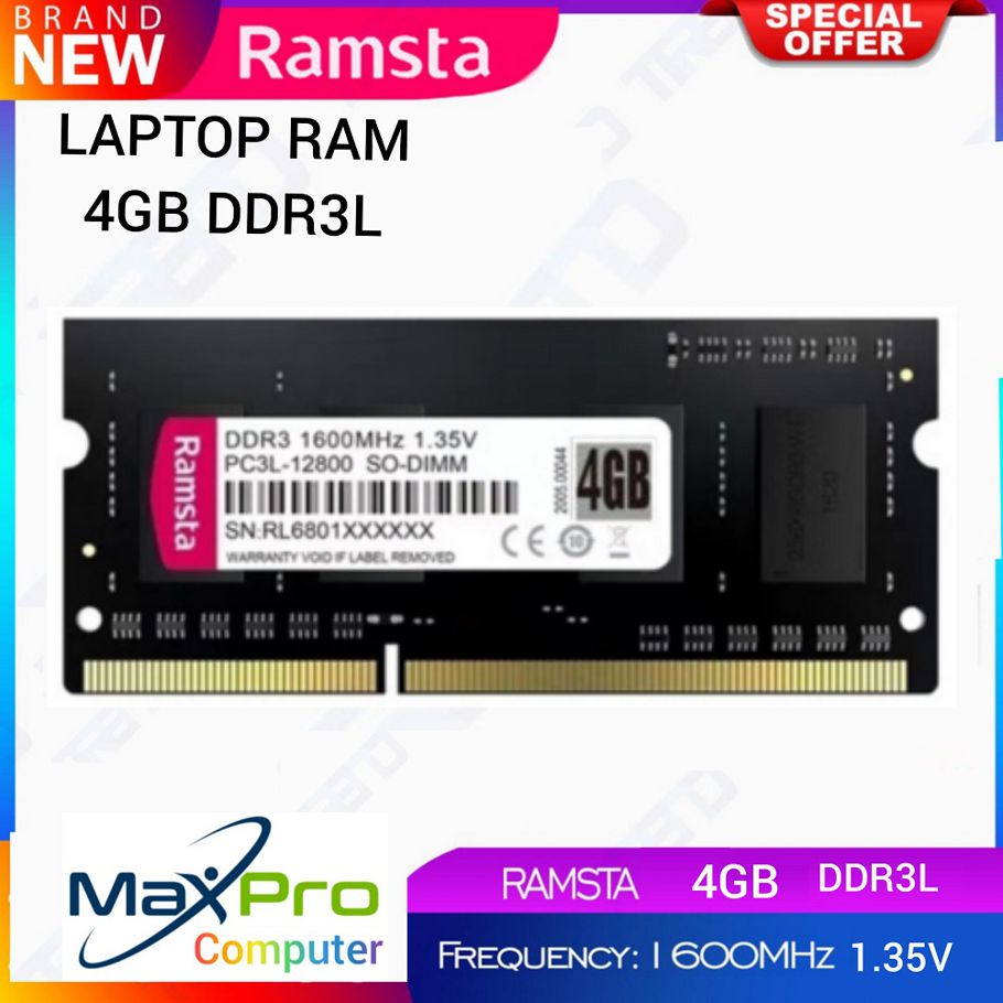 RAMSTA 4GB DDR3L 1600MHz PC3L-12800 CL11 204Pin So-Dimm Laptop Ram
