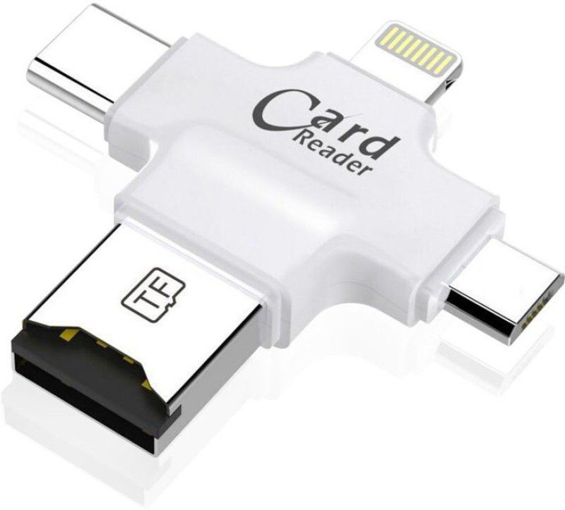 Mobizmo 4 in 1 OTG Card Reader Four ports : lightning + Type C + Micro USB + USB Card Reader  (White)