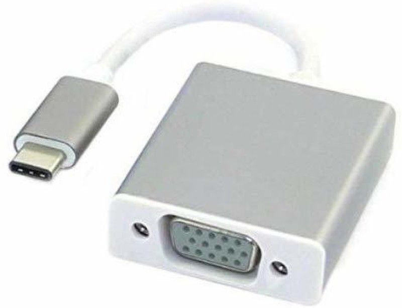 ULTRABYTES USB Type C to VGA Adapter, USB 3.1 type-c o VGA Adapter Male to Female Converter USB Adapter  (Silver)