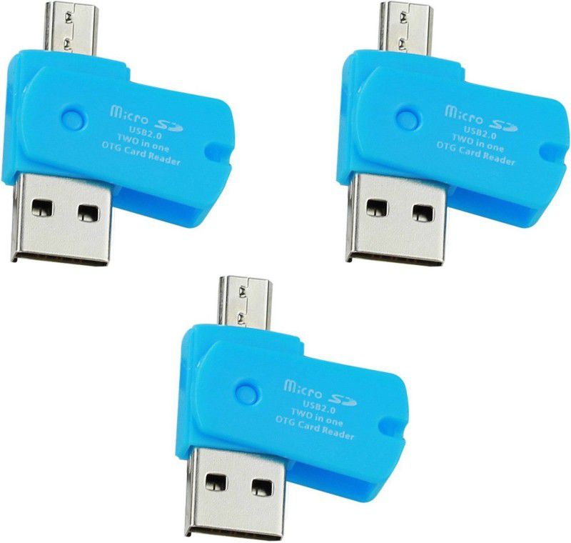 OLECTRA Pack of 3 Pro Series USB 2.0 TWO IN ONE Micro SD OTG ADAPTOR Card Reader (Multicolor) Card Reader  (Blue)