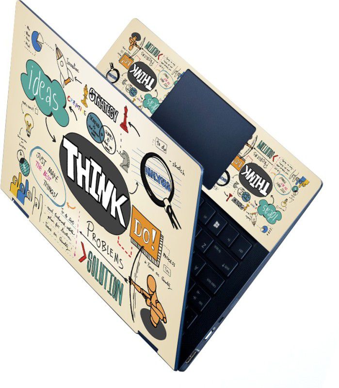 FineArts Full Panel Laptop Skin Sticker Vinyl Fits Size Upto 15.6 inches - Think Doodle Self Adhesive Vinyl Laptop Decal 15.6