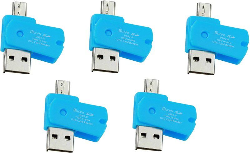 OLECTRA Set of 5 Pro Series USB 2.0 TWO IN ONE Micro SD OTG ADAPTOR Card Reader (Multicolor) Card Reader  (Blue)