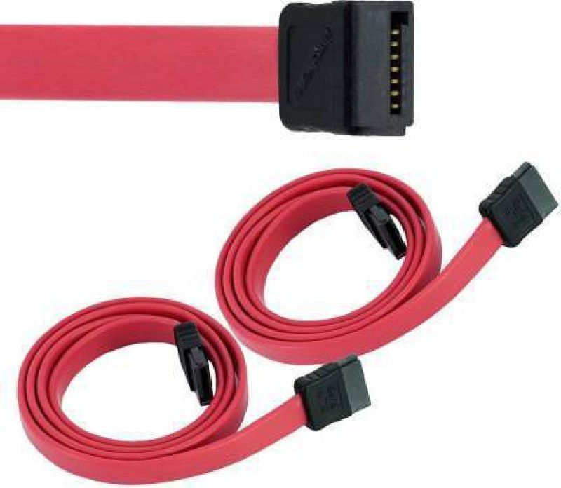 SKIRE Power Sharing Cable 0.61 m (Pack of 2) Straight SATA III Data Cable (61cm)  (Compatible with Computer, Red, Pack of: 2)
