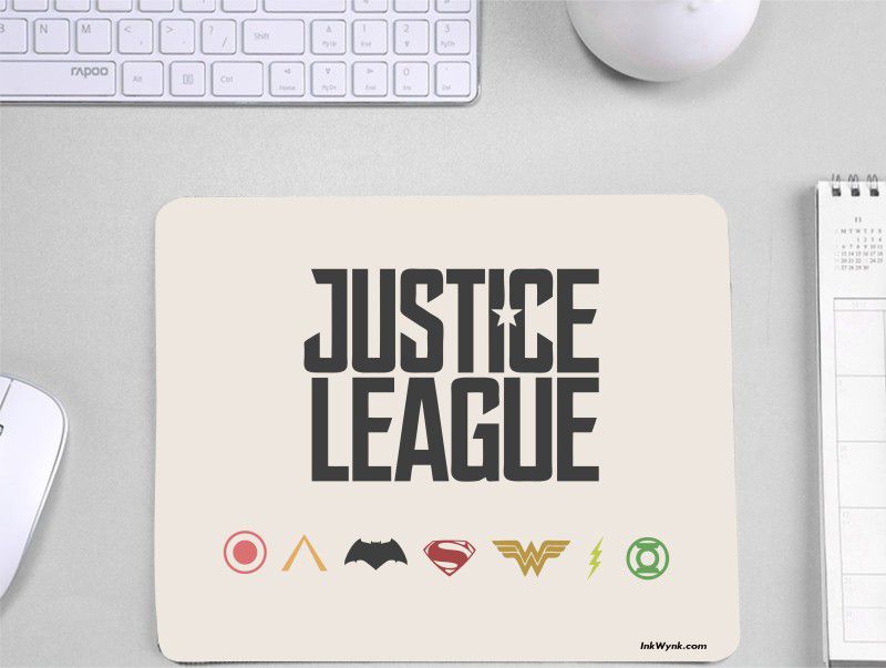 InkWynk Justice League Theme Designer Non Slip Student Mousepad  (White)