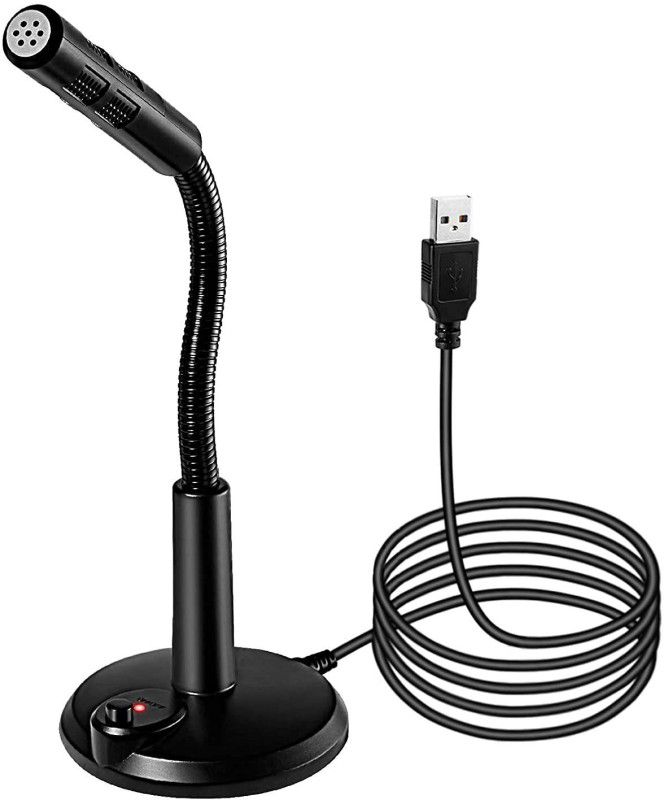 ATEKT USB Desktop Microphone / Computer / Laptop with Mute Button, Plug and Play usb mic  (Black)