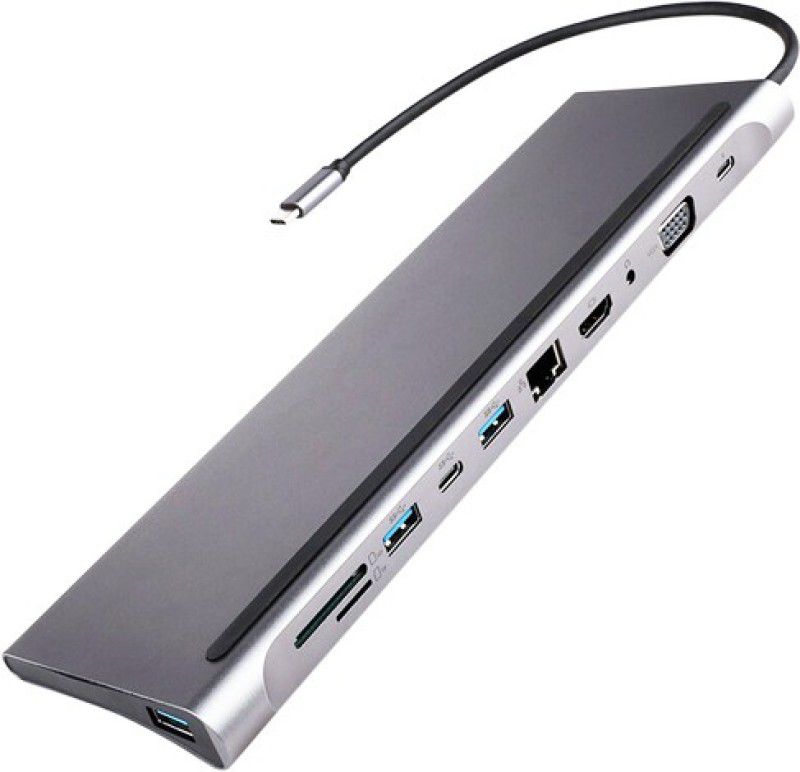 Tobo Type C 11 in 1 Multi-port Hub Adapter Type c 11 in 1 Multi-port Hub Adapter Compatible With Mac-book Pro/Air. USB Hub  (Space Grey)