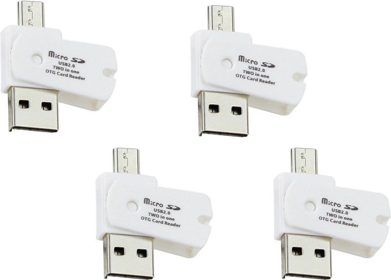 OLECTRA Set of 4 Pro Series MICRO SD/SDHC USB 2.0 TWO IN ONE OTG CARD READER ANDROID USB Adapter (White) Card Reader  (White)
