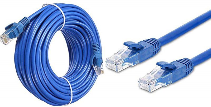 TERABYTE Ethernet Cable 17 m 17 METER CAT5/5E Network Internet RJ45 LAN Wire High Speed Patch Cable  (Compatible with Laptop, PC, Blue, One Cable)