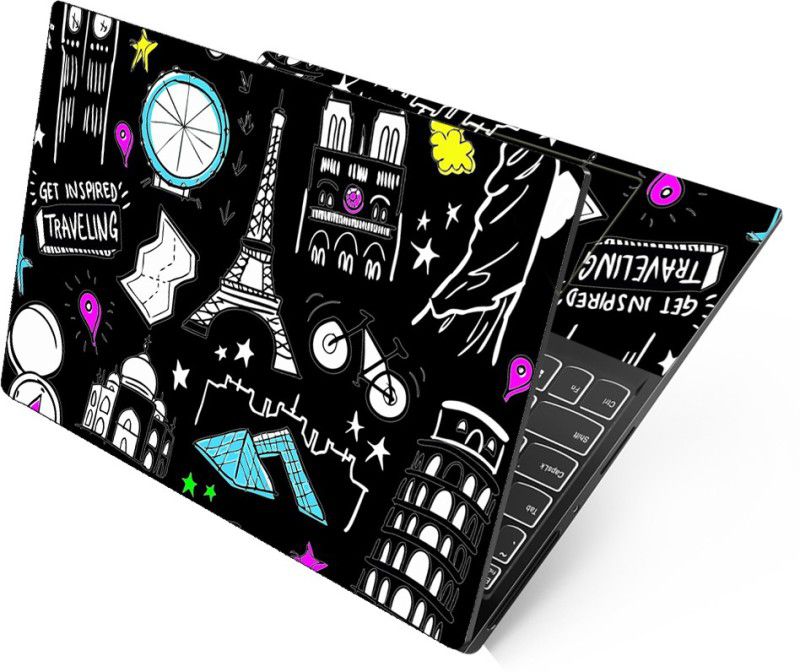 Anweshas Wonders On Black Full Panel Laptop Skins Upto 15.6 inch - No Residue, Bubble Free - Removable HD Quality Printed Vinyl/Sticker/Cover Self Adhesive Vinyl Laptop Decal 15.6