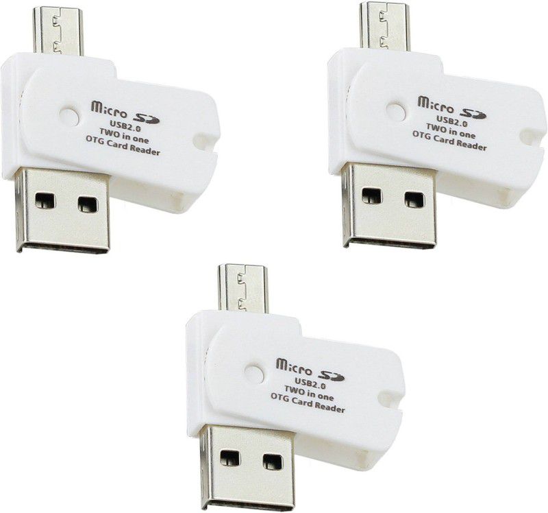 OLECTRA Set of 3 Pro Series MICRO SD/SDHC USB 2.0 TWO IN ONE OTG CARD READER ANDROID USB Adapter (White) Card Reader  (White)