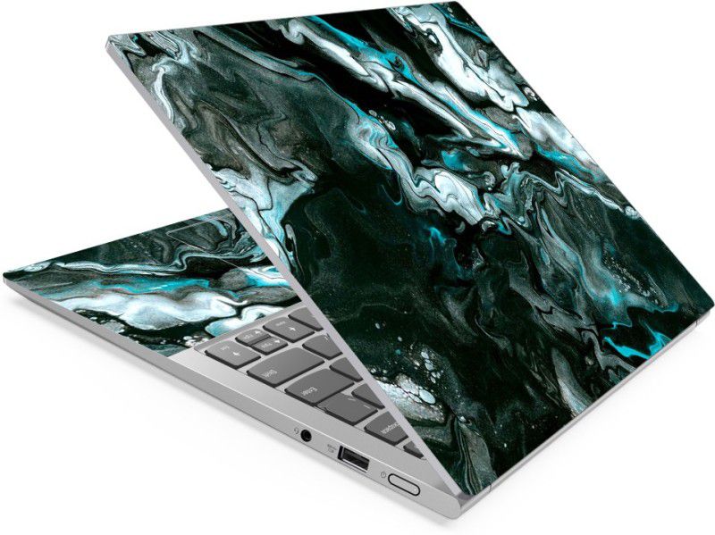 Anweshas Black Cyan Marble Series Full Panel Laptop Skins Upto 15.6 inch - No Residue, Bubble Free - Removable HD Quality Printed Vinyl/Sticker/Cover Self Adhesive Vinyl Laptop Decal 15.6
