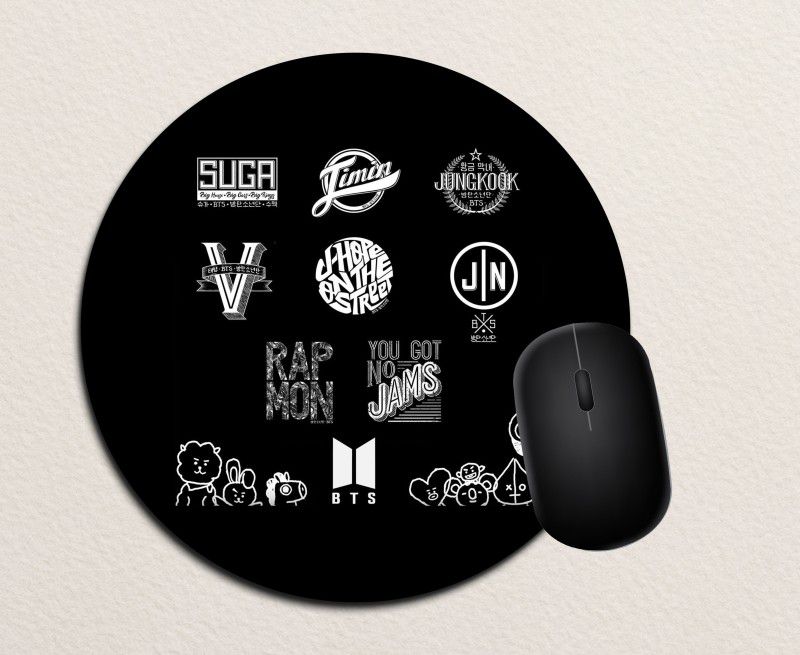 NH10 DESIGNS BTS ARMY BTS LOGO Printed Round Gaming Mousepad For Computer PC- BBJBTSCMP 2 Mousepad  (Multicolor)
