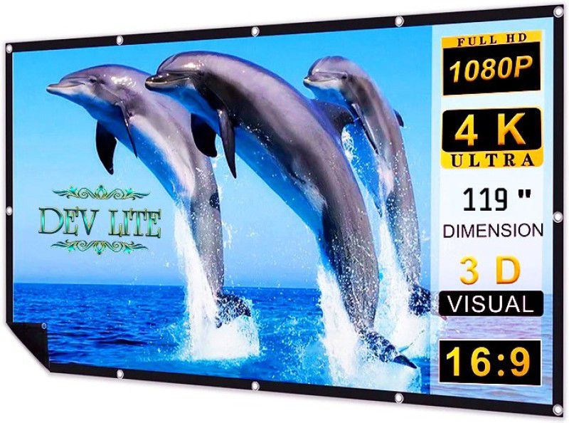 Dev Lite Premium 119 Inch- 8.7FTx 4.8FT (Anti-Creased) (Foldable) (Anti-Light) 16:9 4K Eyelet HG Projector Screen (Width 264 cm x 147 cm Height)