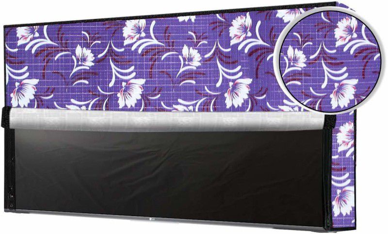 Qitexec for 49 inch TV - monitor_tv 49 inch Cover Purple with White Flower  (Purple with White Flower)