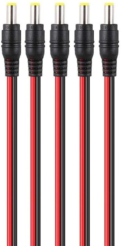 30cm 2.1 x 5.5mm Male DC Power Pigtail Connectors for CCTV PACK OF 5 6 m Power Sharing Cable  (Compatible with All Vivo, Oppo, Samsung, Gionee, Mi, Vivo, One Plus and Boat, RED/BLACK)