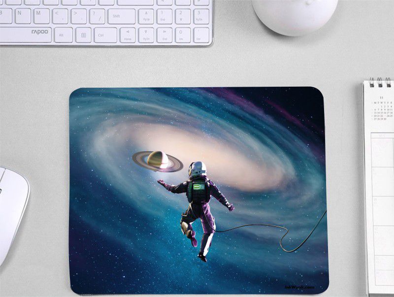 InkWynk Astronaut in Space Rectangular Non Skid 3mm Computer Mousepad  (Multicolor)