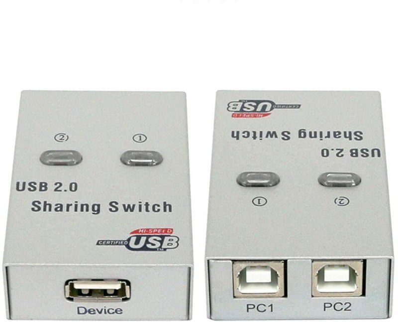 REC Trade USB 2.0 Splitter auto Sharing Switch 2 Hosts Share one Printer USB Sharer.(RTT-SWT-0081) USB Hub  (Silver)