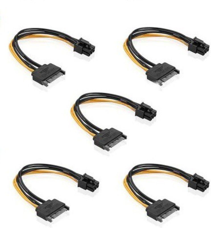 SKIRE Power Sharing Cable 0.02 m SATA Cable 15PIN to 6PIN for PCI Express Card(8-Inches) (Pack of 5)  (Compatible with GPU Card, Multicolor, Pack of: 5)