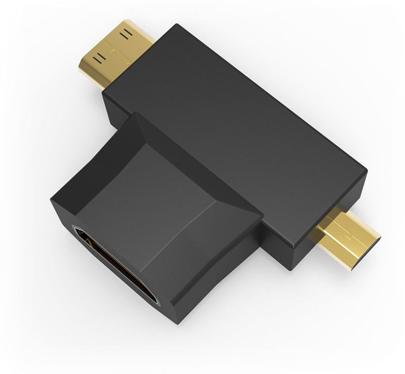 EVERYCOM HDMI Female to Mini HDMI Male to Micro HDMI Male Adapter - Black Micro HDMI & Mini HDMI male connector To Standard HDMI female connector HDMI Connector  (Black)