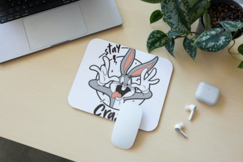 fiftythreeprintz Bugs Bunny Its Crazy Nonslip Base Smooth Surface Precise Mouse Movement Mousepad  (Black)