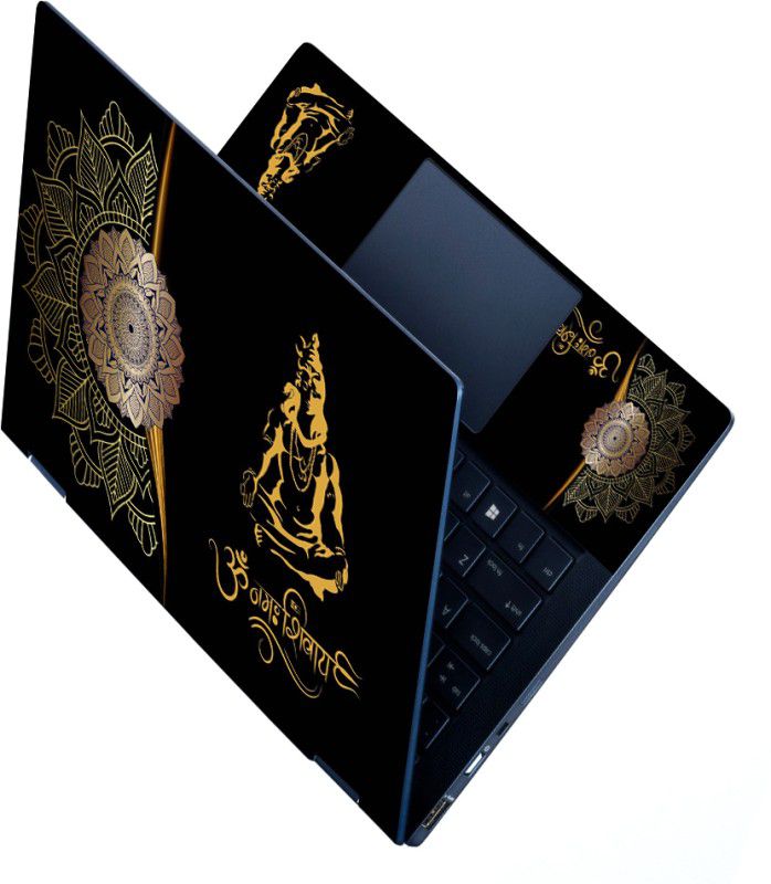 Techfit Full Panel Laptop Skin for Laptops upto 15.6 inch - Shiva Golden Mandla Art Self Adhesive Vinyl Laptop Decal 15.6