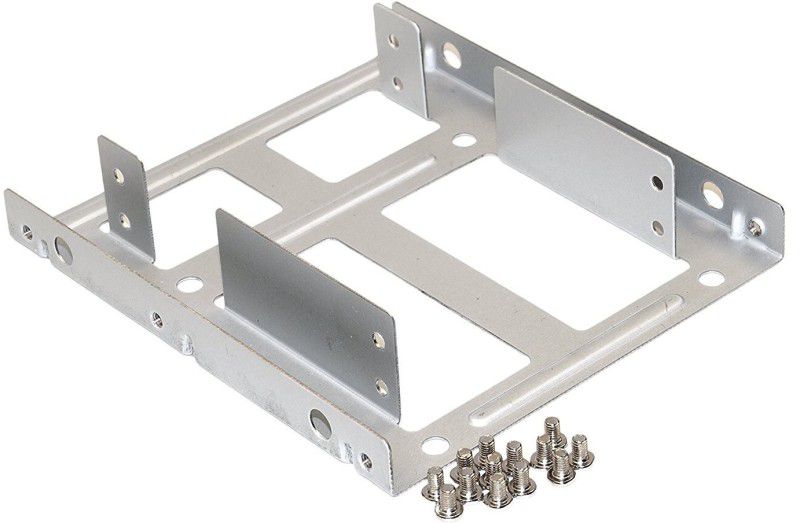 GADGET DEALS 2.5 inch to 3.5 inch Hard Disk Drive Mount (Convert 2*2.5" Drive Bays to 3.5" Drive Bay) 2.5 inch " HDD Mounting Kit  (For All types of 2.5 inch Hard Drives, Use in 3.5 inch Internal Hard Drive Bay, Silver Steel)