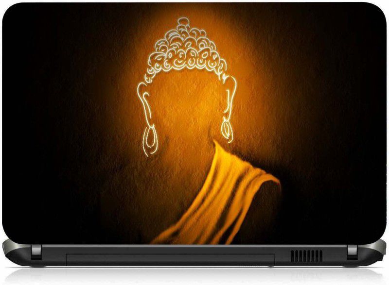 VI COLLECTIONS Budha Outline in Dark PRINTED VINYL Laptop Decal 15.6