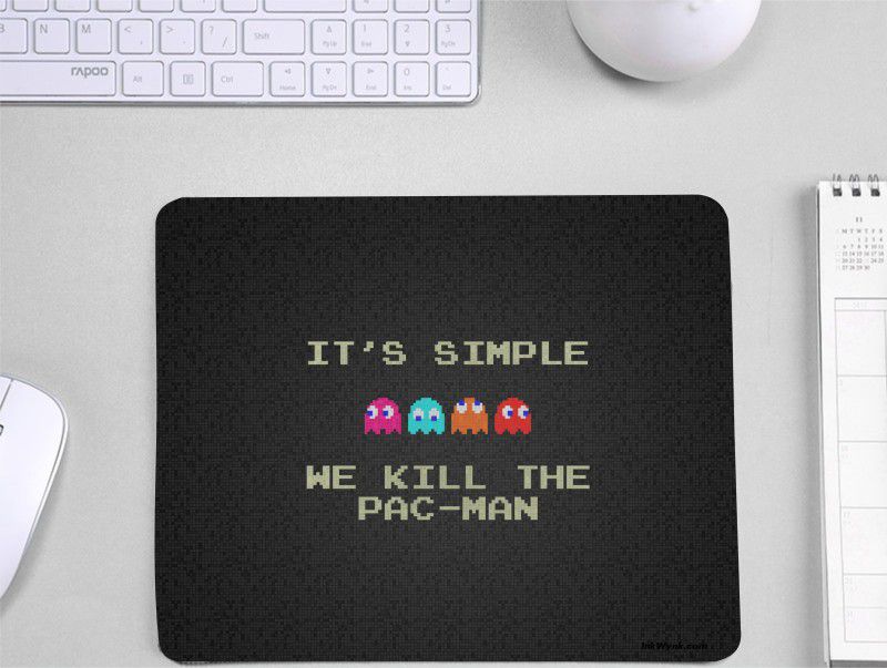InkWynk Pac Man Game Theme Designer Printed Office Table Mousepad  (Black)