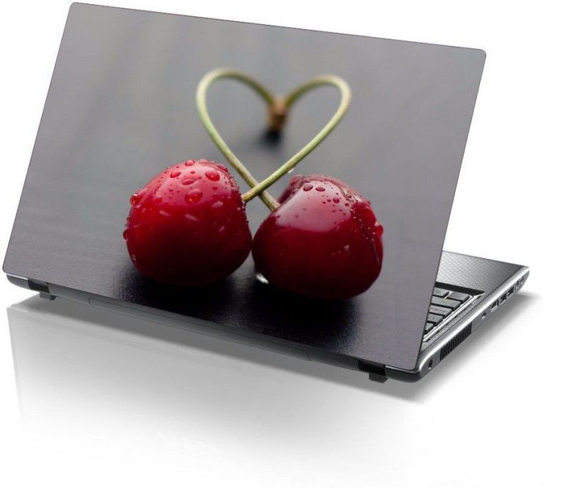 Decor Villa Cherry Stem Heart Self Adhesive Vinyl Laptop Decal 15.6