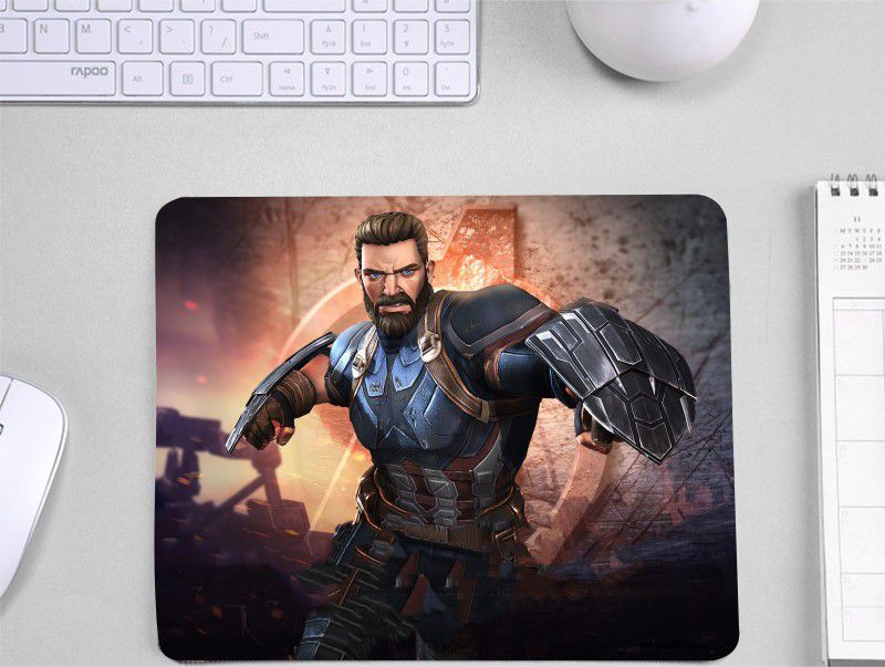 InkWynk Smooth surface Non Slip Captain America Graphic Mousepad  (Multicolor)