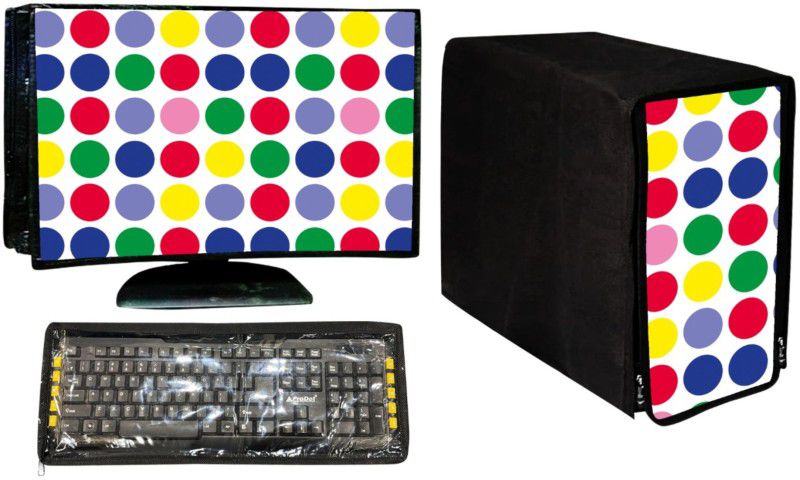 Wacky PC Computer Cover Full Set for 19 inch Computer Monitor, Keyboard (8*18 Inch) and CPU (7.5*18*16 Inch) - CC-19-IN-M-CLC_P1  (Multicolor)