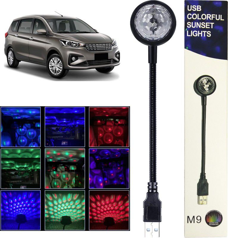 MOOZMOB 360 Degree Flexible Portable 7 Color + 9 Functional Modes with Pattern Changing Button USB Disco Projector Led Light for Ertiga Car SUVs Home Bedroom and More Led Light  (Black)