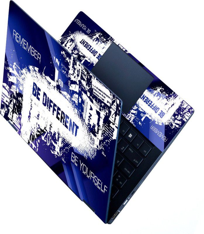 FineArts HD Printed Full Panel Laptop Skin Sticker Vinyl Fits Size Upto 15.6 inches No Residue, Bubble Free - Be Different Blue Self Adhesive Vinyl Laptop Decal 15.6