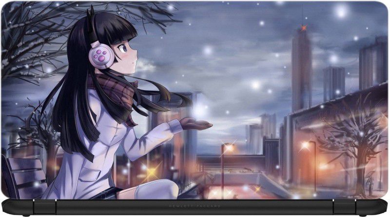 STORESOME girl winter snowflake shop city light cold Premium vinyl Laptop Decal 15.6