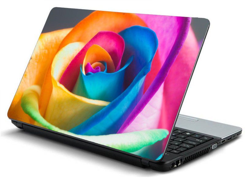 Advik Arts Rainbow Rose Laptop Skin Sticker Laminated Vinyl Laptop Decal 15.6