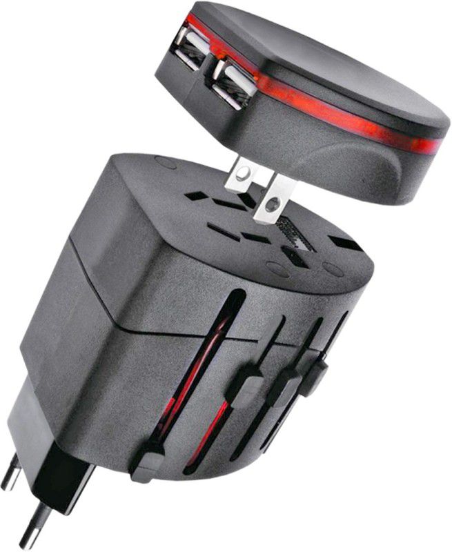 JMALL Universal Travel Adapter Plug with USB Charger -AD04 Worldwide Adaptor  (Black)