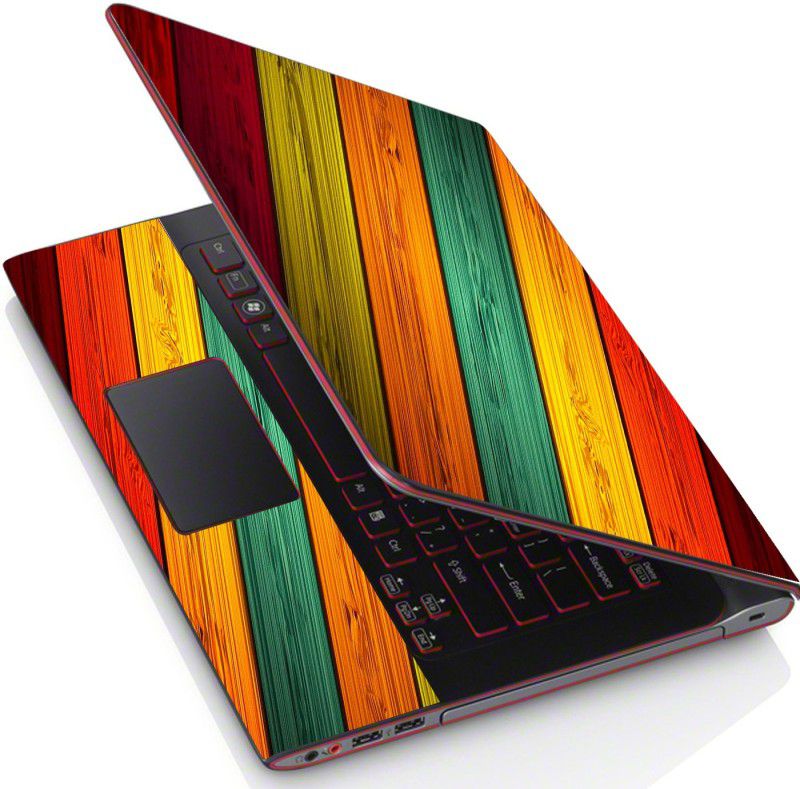 POINT ART HQ Laptop Skin Decal Sticker Vinyl Fits Size Bubble Free - Multicolor Wooden Vinyl Laptop Decal 15.6