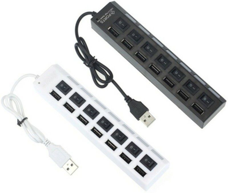 Mintronics double7port 7 Port USB hub Double pack with Multi switches Version 2.0 Hi Speed & LED Power switchs (Combo pack) USB Hub  (Black, White)