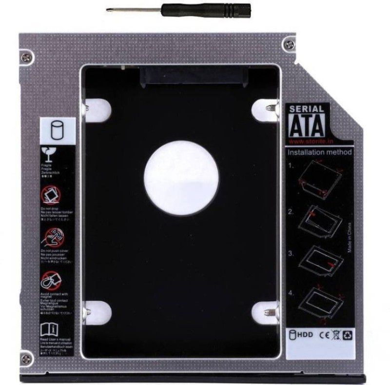 HexaGear 100% Original Heavy 12.7mm Universal 2nd bay Caddy for CD/DVD-ROM - Expand your data storage on your Laptop with 2.5 Internal Hard Drive Enclosure Hard Drive SATA 2nd HDD Caddy Tray Internal Optical Drive  (Black)