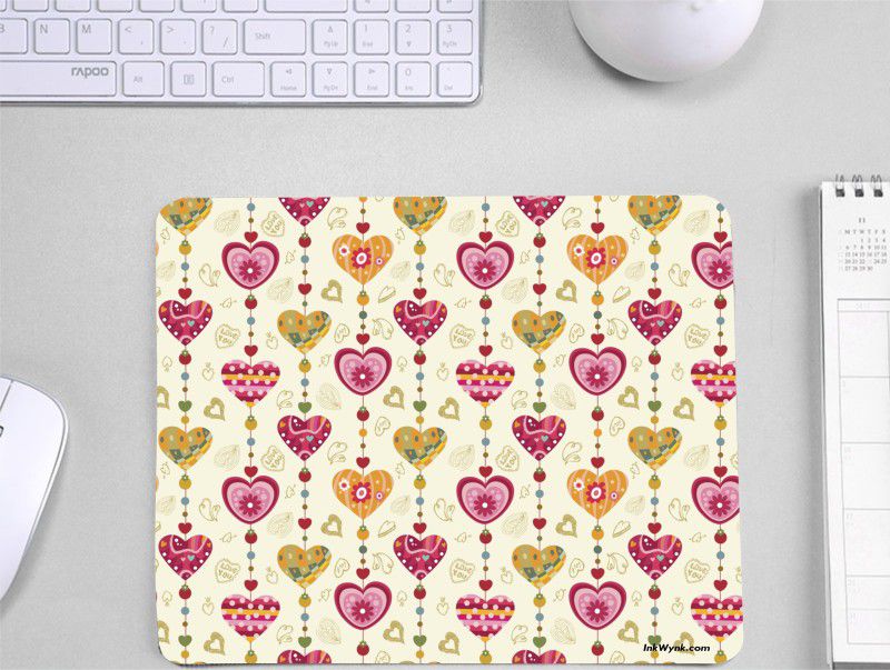 InkWynk Romantic Heart Textured Laptop Computer Printed Mousepad  (Multicolor)