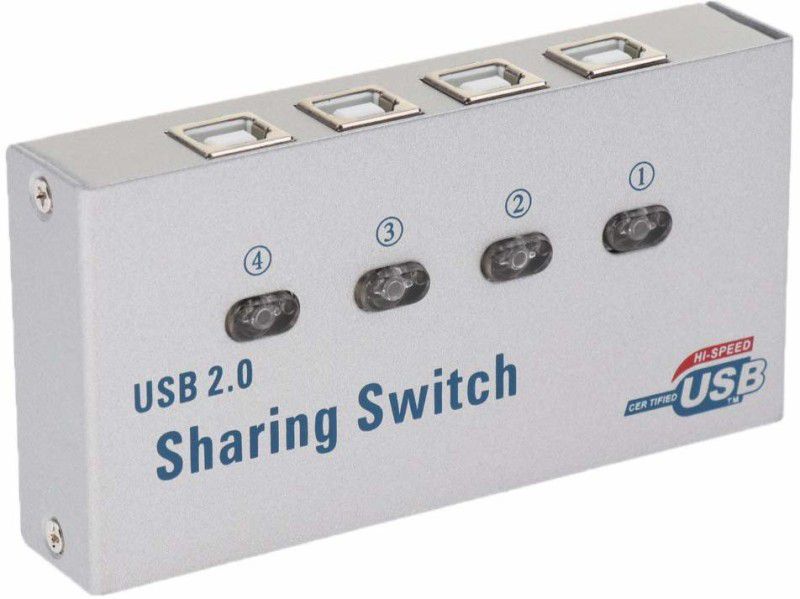 REC Trade 4 Ports USB 2.0 Auto Sharing Switch KVM HUB 4 PCs Share 1 USB Device for PC Scanner Printer. (RTT-SWT-0198) 0 cm KVM Console  (Case Mount)