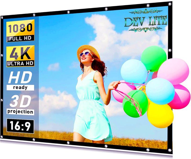 Dev Lite Premium 135 Inch- 9.9FTx 5.6FT (Anti-Creased) (Foldable) (Anti-Light) 16:9 4K Eyelet HG Projector Screen (Width 300 cm x 170 cm Height)