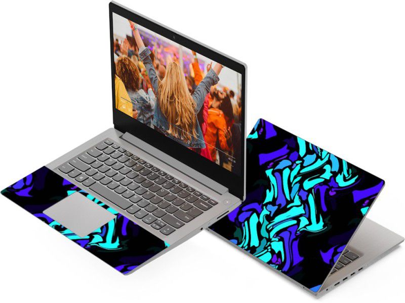 Anweshas Neon Cyan Black Full Panel Laptop Skins Upto 15.6 inch - No Residue, Bubble Free - Removable HD Quality Printed Vinyl/Sticker/Cover Compatible For Self Adhesive Vinyl Laptop Decal 15.6