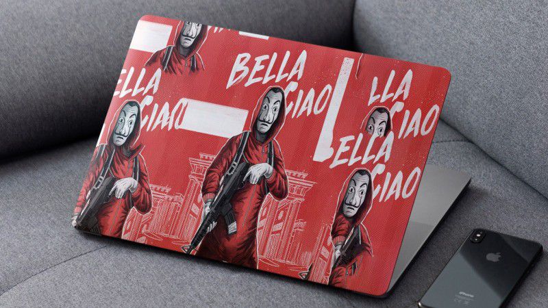 Yuckquee Money Heist Bella Ciao Laptop Skin for HP,Asus,Acer,Dell,Apple printed on 3M Vinyl, HD,Laminated, Scratchproof.Laptop Skin/Sticker/Vinyl for 14.1, 14.4, 15.1, 15.6 inches H8 Vinyl Laptop Decal 15.6