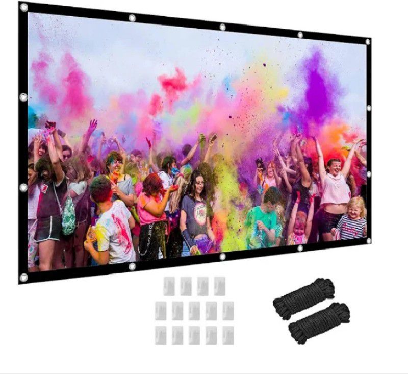 Miqra 110" Inch 16:9 HD Portable Eyelet Screen(92" Inch (W) x 54" Inch (H) Projector Screen (Width 243 cm x 137 cm Height)