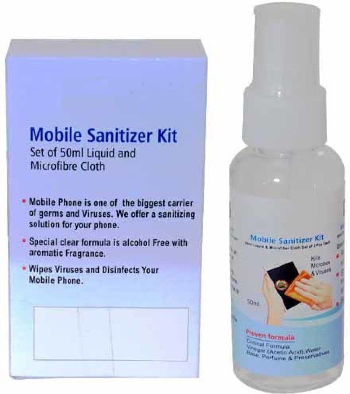Wanzhow Mobile Sanitizer kit Includes 50ml Liquid and 1 Microfiber Cloth for Computers, Laptops, Mobiles, Gaming  (Mobile Sanitizer kit Includes 50ml Liquid and 1 Microfiber Cloth)
